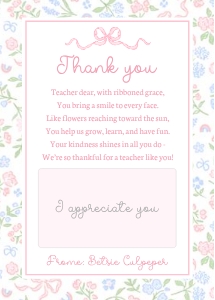 Floral Teacher Appreciation Gift Card Holder design preview