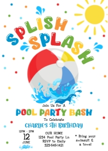 Splish Splash Pool Party 5x7": Splish Splash Pool Party 5x7"