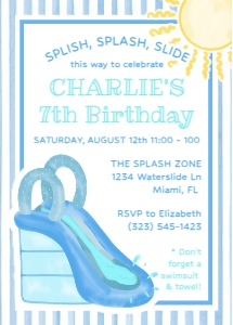 Printable Water Slide Party Invitation: Printable Water Slide Party Invitation