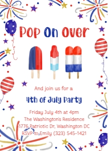 Pop on over Patriotic Invite 5x7: Pop on over Patriotic Invite 5x7