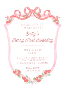 Strawberry Birthday Invitation: Strawberry Birthday Invitation