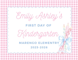 Back to School Sign - 3 Pastel Pencils with Bow - Pink Gingham - CGS  11 x 8.5 in: Back to School Sign - 3 Pastel Pencils with Bow - Pink Gingham - CGS 11 x 8.5 in