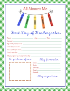 Printable All About Me Green Gingham 8.5 x 11 in: Printable All About Me Green Gingham 8.5 x 11 in