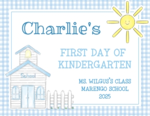 Back To School Sign - Blue Gingham School House 2025: Back To School Sign - Blue Gingham School House 2025