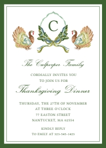 Thanksgiving Turkey Monogram Invitation - 2025 - LDC: Thanksgiving Invitation Turkey - 2025 - LDC