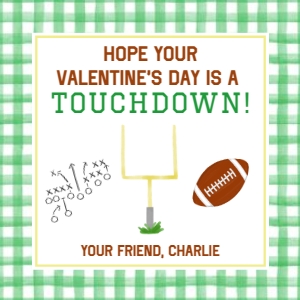 Valentine Tag 2026 - Green Football 3 X 3 in: Valentine Tag 2026 - Green Football 3 X 3 in