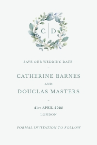 Eucalyptus Elegance - Crest - Wedding Save the Date - Small - 4x6": Eucalyptus Elegance - Wreath - Wedding Save the Date