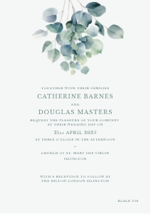 Eucalyptus Elegance - Greenery - Wedding Invitation - A5: Eucalyptus Elegance - Greenery - Wedding Invitation