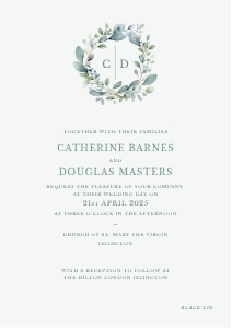 Eucalyptus Elegance - Wreath - Wedding Invitation - A5: Eucalyptus Elegance - Wreath - Wedding Invitation