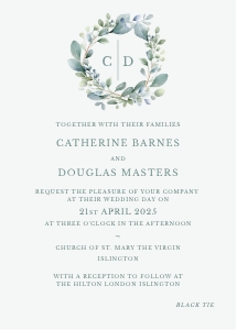 Eucalyptus Elegance - Wreath - Wedding Invitation - 5x7": Eucalyptus Elegance - Wreath - Wedding Invitation