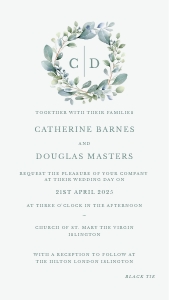 Eucalyptus Elegance - Wreath - Wedding E-Invite: Eucalyptus Elegance - Wreath - Wedding Invitation