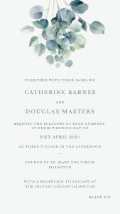 Eucalyptus Elegance - Greenery - Wedding E-Invitation: Eucalyptus Elegance - Greenery - Wedding Invitation
