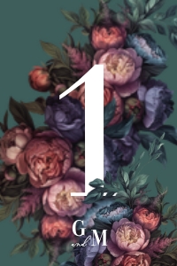 Baroque Peony - Wedding Table Number - Small 4x6": Baroque Peony - Wedding Table Number