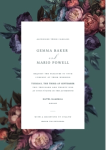 Baroque Peony - A5 (ISO) Wedding Invitation - Green: Baroque Peony - Wedding Invitation Set