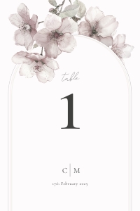 Blossom Serenade - Small 4x6 Wedding Table Number - Softest Pink: Blossom Serenade - Wedding Table Number