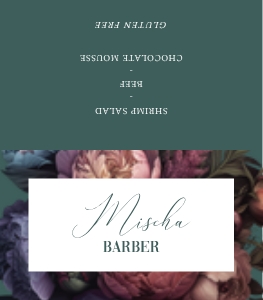 Baroque Peony - Place Card - Folded to 3.5 x 2": Baroque Peony - Wedding Place Card