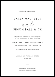 Modern Border - 5x7 Wedding Invitation - Black Tie: Monochrome Border - 5x7 Wedding Invitation