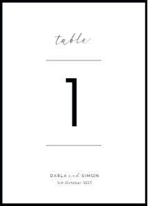 Monochrome Border - Wedding Table Number design preview