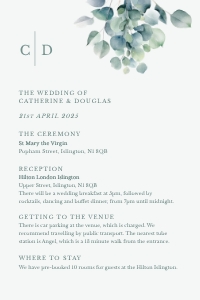 Eucalyptus Elegance - Wedding Details Card - 4x6 inch: Eucalyptus Elegance - Greenery - Wedding Invitation Suite