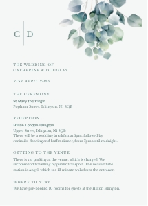 Eucalyptus Elegance - Wedding Details Card - Large 5x7 inch: Eucalyptus Elegance - Greenery - Wedding Invitation Suite