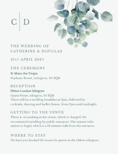 Eucalyptus Elegance - Wedding Details Card - VistaPrint 10.7 x 13.9 cm / 4 x 5.5 in: Eucalyptus Elegance - Greenery - Wedding Invitation Suite