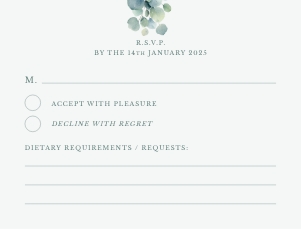 Eucalyptus Elegance - Wedding RSVP Card - VistaPrint, 10.7 x 13.9 cm / 4 x 5.5 in: Eucalyptus Elegance - Greenery - Wedding Invitation Suite