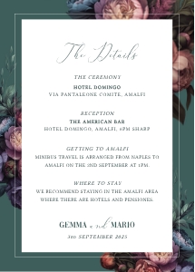 Baroque Peony - Wedding Details Card - Large 5x7 inch: Baroque Peony - Wedding Invitation Set