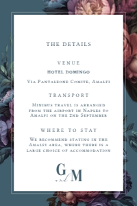 Nocturne Garden - Wedding Details Card - 4x6 inch: Baroque Peony - Wedding Invitation Set