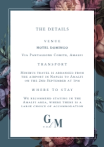 Nocturne Garden - Wedding Details Card - A6: Baroque Peony - Wedding Invitation Set