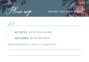 Nocturne Garden - RSVP Card - 3.5 x 5 in: Baroque Peony - Wedding Invitation Set