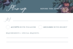 Nocturne Garden - RSVP Card - 4x6 in: Baroque Peony - Wedding Invitation Set