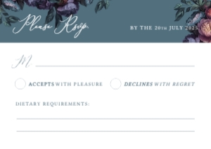 Nocturne Garden - RSVP Card - A6: Baroque Peony - Wedding Invitation Set