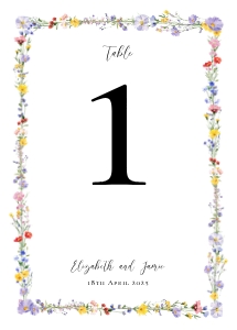 Meadow Blossom - Floral Frame Table Number - 5x7 in: Meadow Blossom - Frame - Table Number
