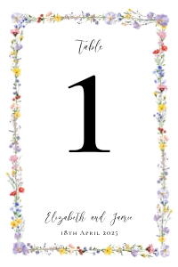Meadow Blossom - Floral Frame Table Number - 4x6 in: Meadow Blossom - Frame - Table Number