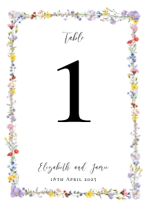 Meadow Blossom - Floral Frame Table Number - A6: Meadow Blossom - Frame - Table Number