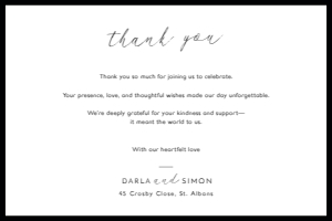 Monochrome Border - 4x6 in (US) Couples Thank You: Monochrome Border - Couples Correspondence Thank You