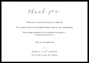 Monochrome Border - A6 (ISO) Couples Thank You: Monochrome Border - Couples Correspondence Thank You