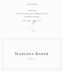 Essence - 3.5x2" Folded Place Card: Essence - Wedding Place Cards