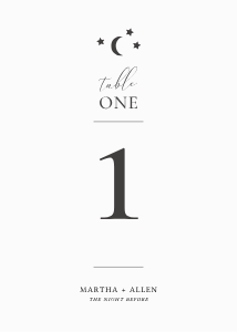 Essence - White - Evening - Table Number - 5x7 in: Essence - Evening - Table Numbers - White