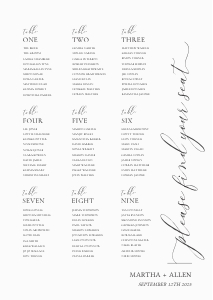 Essence - White - Seating Plan - A2 - 42 x 59.4 cm: Essence - Large Table Plan - White