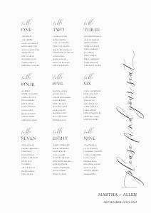Essence - White - Seating Plan - A1 59.4 x 84.1 cm: Essence - Large Table Plan - White