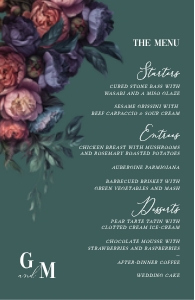 Baroque Peony - Table Menu - Half-Letter 5.5 x 8.5 in: Baroque Peony - Table Menu