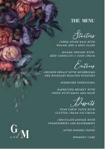Baroque Peony - Table Menu - A5 - 14.8 x 21 cm: Baroque Peony - Table Menu