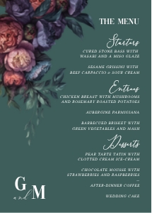 Baroque Peony - Table Menu - 5 x 7 ": Baroque Peony - Table Menu