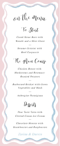 Chic Ripple - Wedding Menu - 3.5x8.5 in: Chic Ripple - Slim Wedding Menu