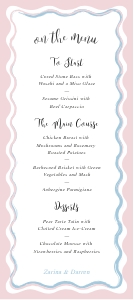 Chic Ripple - Wedding Menu - 4 x 9 in: Chic Ripple - Slim Wedding Menu