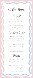 Chic Ripple - Wedding Menu - Rack Card 3.67 x 8.5 in: Chic Ripple - Slim Wedding Menu