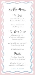 Chic Ripple - Wedding Menu - DL 9.9 x 21 cm: Chic Ripple - Slim Wedding Menu