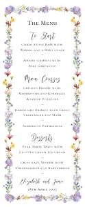 Meadow Blossom - Wedding Menu - 3.5x8.5 in: Meadow Blossom - Slim Wedding Menu