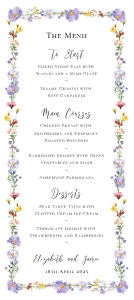 Meadow Blossom - Wedding Menu - 4 x 9 in: Meadow Blossom - Slim Wedding Menu